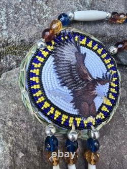 Native American Beaded Eagle Native Beaded Medallion Pow Wow Regalia Sweetgrass