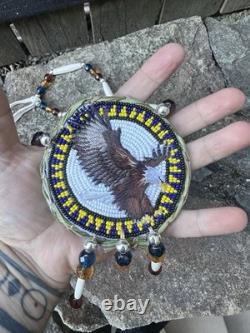 Native American Beaded Eagle Native Beaded Medallion Pow Wow Regalia Sweetgrass