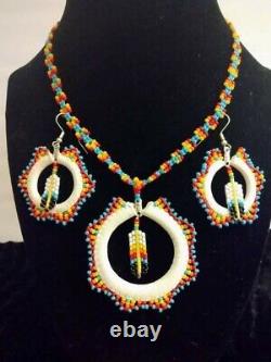 Native American Beaded Earrings and Necklace