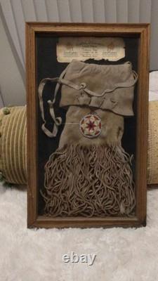 Native American Beaded Fringed Bag Framed Collector Edition Indian Territory