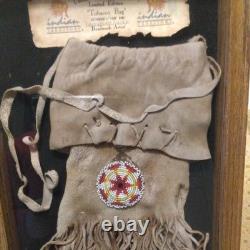 Native American Beaded Fringed Bag Framed Collector Edition Indian Territory
