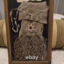 Native American Beaded Fringed Bag Framed Collector Edition Indian Territory