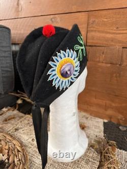 Native American Beaded Glengarry Fits Up To 22.5 Head native made Wampum Shell