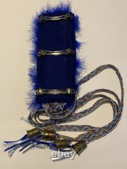 Native American Beaded Hair Barrette Handmade OOAK 28 Long Thimbles Feathers