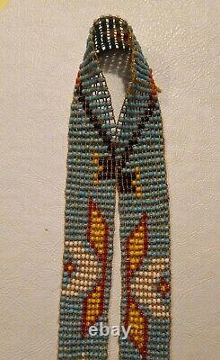 Native American Beaded Hat Band Sterling Brooch On Antique 1800's Beaver Top Hat