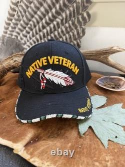 Native American Beaded Hat Veteran pride Native Beaded Pow Wow Regalia