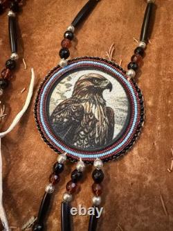 Native American Beaded Hawk Native Beaded Medallion Pow Wow Regalia