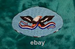 Native American Beaded Large Hair Barrette, Eagle & Flag Motif