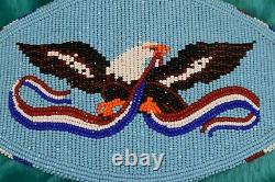Native American Beaded Large Hair Barrette, Eagle & Flag Motif
