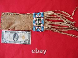 Native American Beaded Leather Bag, Strike-a-lite, Medicine Bag, Sd-102200974
