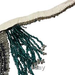 Native American Beaded Leather Choker Necklace Thunderbird Turquoise Black
