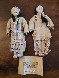 Native American Beaded Leather Doll Set Sioux South Dakota Lillian Rainbow Dolls