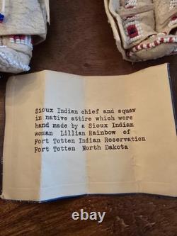 Native American Beaded Leather Doll Set Sioux South Dakota Lillian Rainbow Dolls