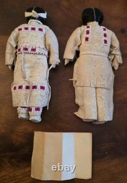 Native American Beaded Leather Doll Set Sioux South Dakota Lillian Rainbow Dolls