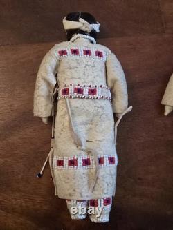Native American Beaded Leather Doll Set Sioux South Dakota Lillian Rainbow Dolls