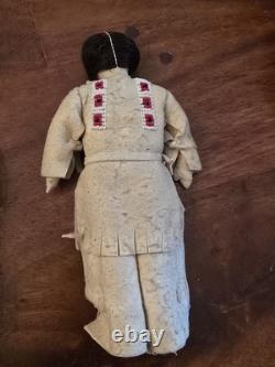 Native American Beaded Leather Doll Set Sioux South Dakota Lillian Rainbow Dolls