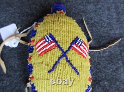 Native American Beaded Leather Fetish, American Indian Turtle Amulet, Day-02145