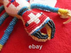 Native American Beaded Leather Fetish, Indian Ant Effigy Amulet, Sb-102402139c