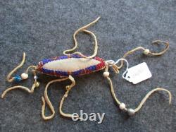 Native American Beaded Leather Fetish, Lizard Effigy, Amulet, Sd-082604281 Native American Beaded Leather Fetish, Lizard Effigy, Amulet, Sd-082604281