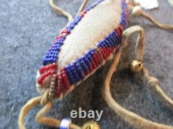 Native American Beaded Leather Fetish, Lizard Effigy, Amulet, Sd-082604281
