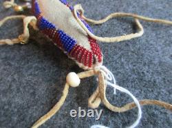 Native American Beaded Leather Fetish, Lizard Effigy, Amulet, Sd-082604281