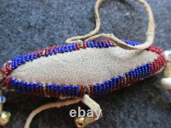 Native American Beaded Leather Fetish, Lizard Effigy, Amulet, Sd-082604281