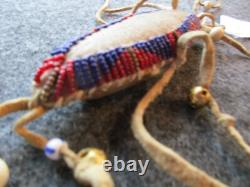 Native American Beaded Leather Fetish, Lizard Effigy, Amulet, Sd-082604281