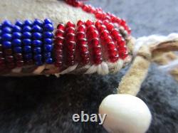 Native American Beaded Leather Fetish, Lizard Effigy, Amulet, Sd-082604281