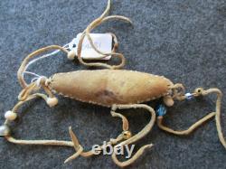 Native American Beaded Leather Fetish, Lizard Effigy, Amulet, Sd-082604281