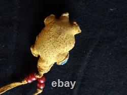 Native American Beaded Leather Fetish & Necklace, Turtle Effigy Buf-082508934