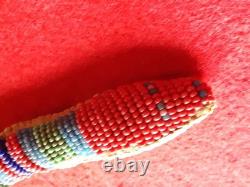 Native American Beaded Leather Fetish, Unique Snake Amulet, Du-032609182