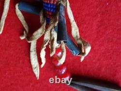 Native American Beaded Leather Fetish, Unique Snake Amulet, Du-032609182