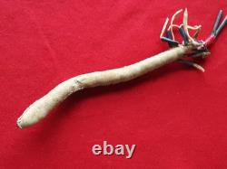 Native American Beaded Leather Fetish, Unique Snake Amulet, Du-032609182