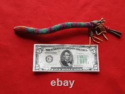 Native American Beaded Leather Fetish, Unique Snake Amulet, Du-032609182