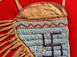 Native American Beaded Leather Holster, Whirling Log Design, Sd-122408658