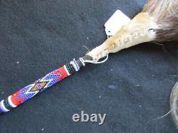 Native American Beaded Leather & Horse Hair Fly Whisk, Sd-062206675