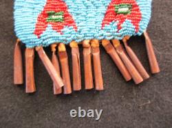 Native American Beaded Leather Medicine Bag, Beaded Tobacco Pouch Sd-022408208