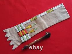 Native American Beaded Leather Pipe Bag, And Bullet Casing Pipe Sd-0126009079
