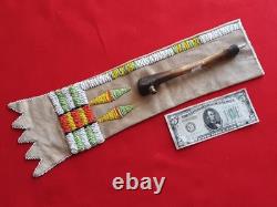 Native American Beaded Leather Pipe Bag, And Bullet Casing Pipe Sd-0126009079