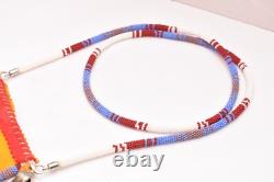 Native American Beaded Leather Tobacco Bag, Medicine Pouch, Cones