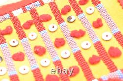 Native American Beaded Leather Tobacco Bag, Medicine Pouch, Cones