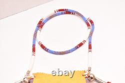 Native American Beaded Leather Tobacco Bag, Medicine Pouch, Cones