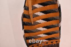 Native American Beaded Leather Tobacco Bag, Medicine Pouch, Cones