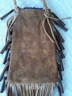 Native American Beaded Leather Tobacco Bag, Medicine Pouch Northern Cheyenne