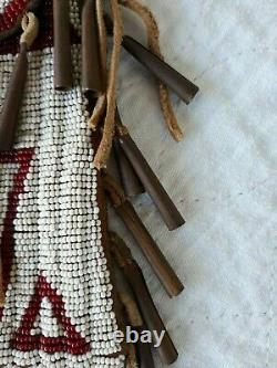 Native American Beaded Leather Tobacco Bag, Medicine Pouch Northern Cheyenne