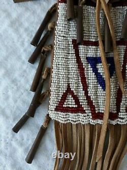 Native American Beaded Leather Tobacco Bag, Medicine Pouch Northern Cheyenne