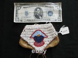 Native American Beaded Leather Tobacco Bag, Medicine Pouch, Sd-012205999