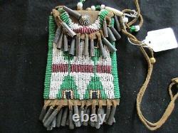 Native American Beaded Leather Tobacco Bag, Medicine Pouch, Sd-012206016
