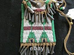 Native American Beaded Leather Tobacco Bag, Medicine Pouch, Sd-012206016