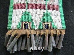 Native American Beaded Leather Tobacco Bag, Medicine Pouch, Sd-012206016